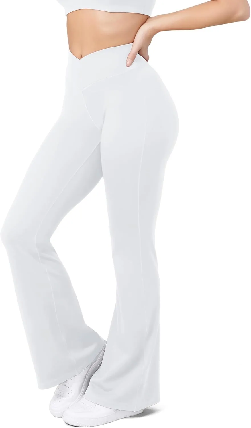 HEGALY Women's Flare Yoga Pants - Crossover Flare Leggings High Waisted Tummy Control Workout Casual Bootcut Pants