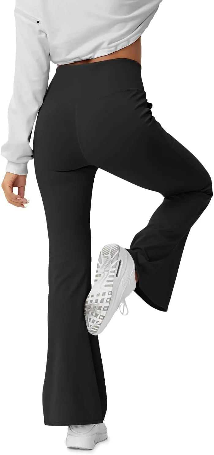 HEGALY Women's Flare Yoga Pants - Crossover Flare Leggings High Waisted Tummy Control Workout Casual Bootcut Pants