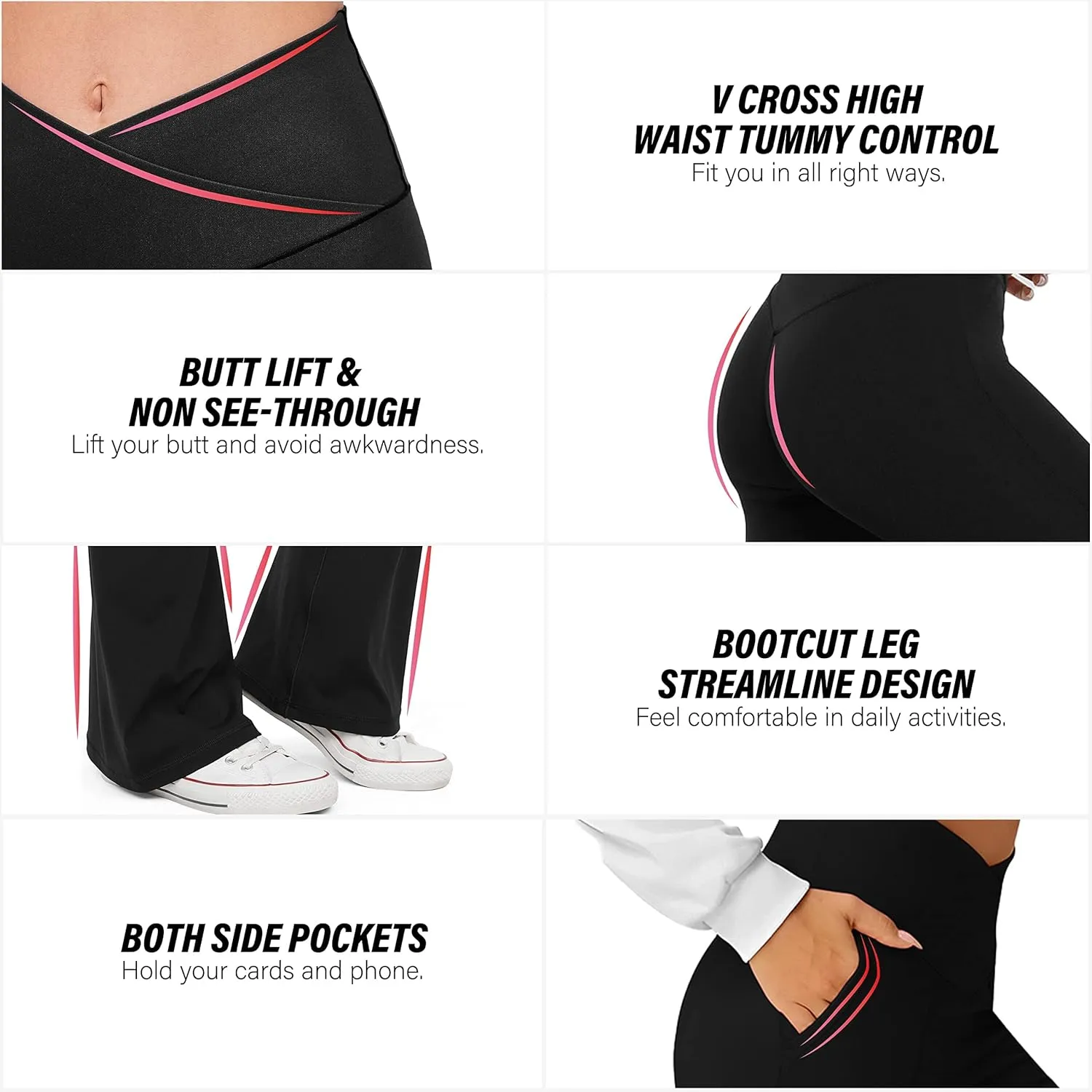 HEGALY Women's Flare Yoga Pants - Crossover Flare Leggings High Waisted Tummy Control Workout Casual Bootcut Pants