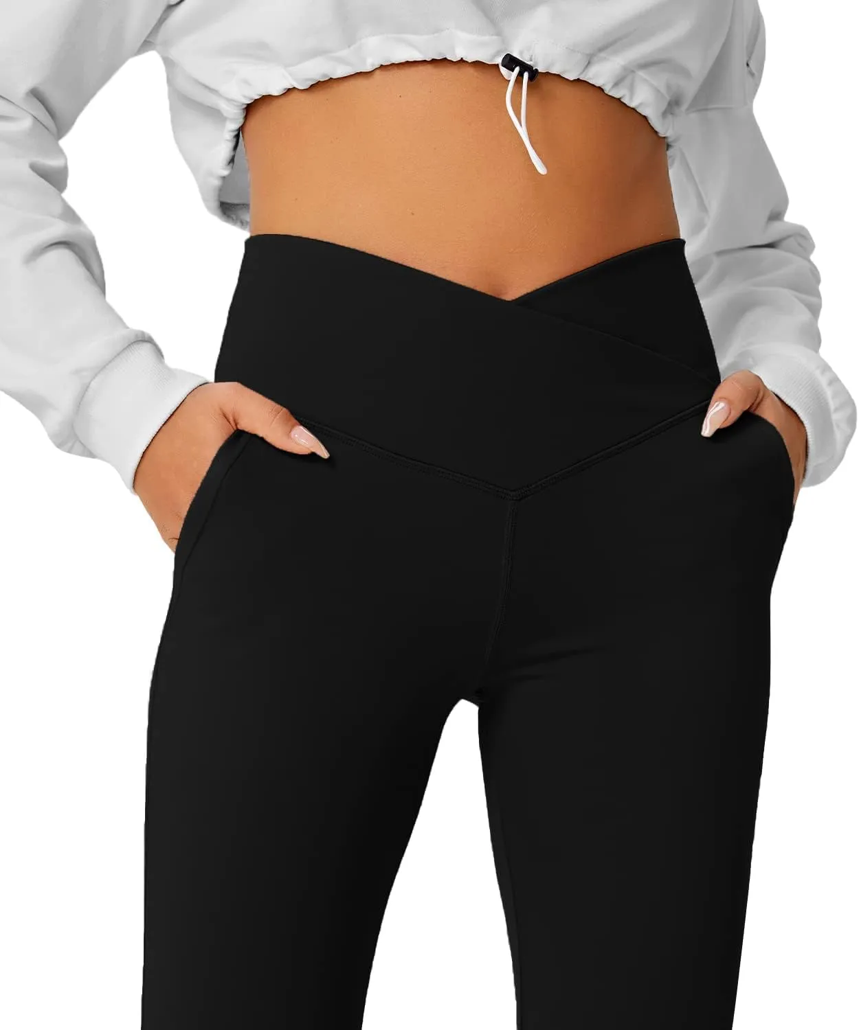 HEGALY Women's Flare Yoga Pants - Crossover Flare Leggings High Waisted Tummy Control Workout Casual Bootcut Pants