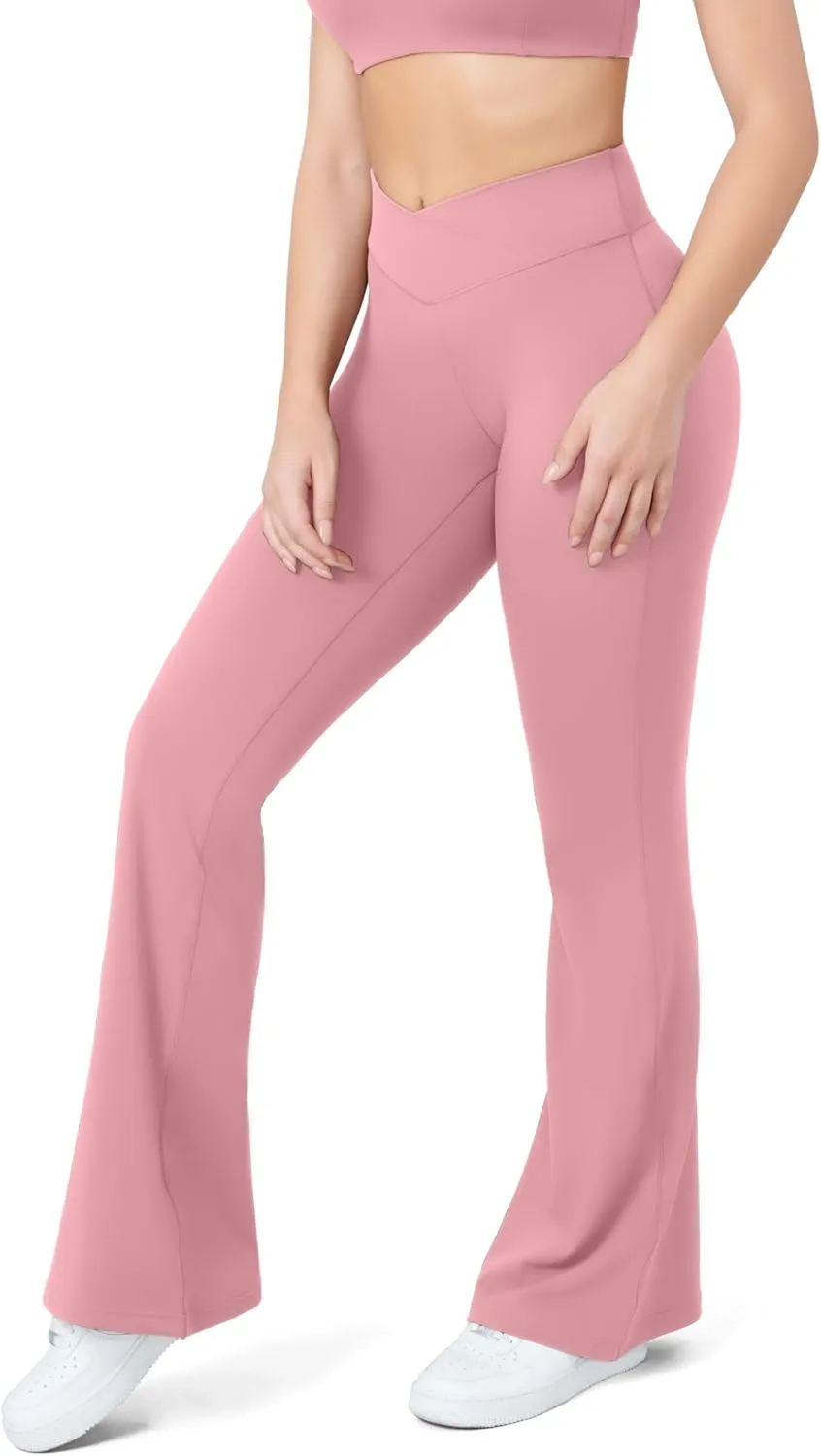 HEGALY Women's Flare Yoga Pants - Crossover Flare Leggings High Waisted Tummy Control Workout Casual Bootcut Pants