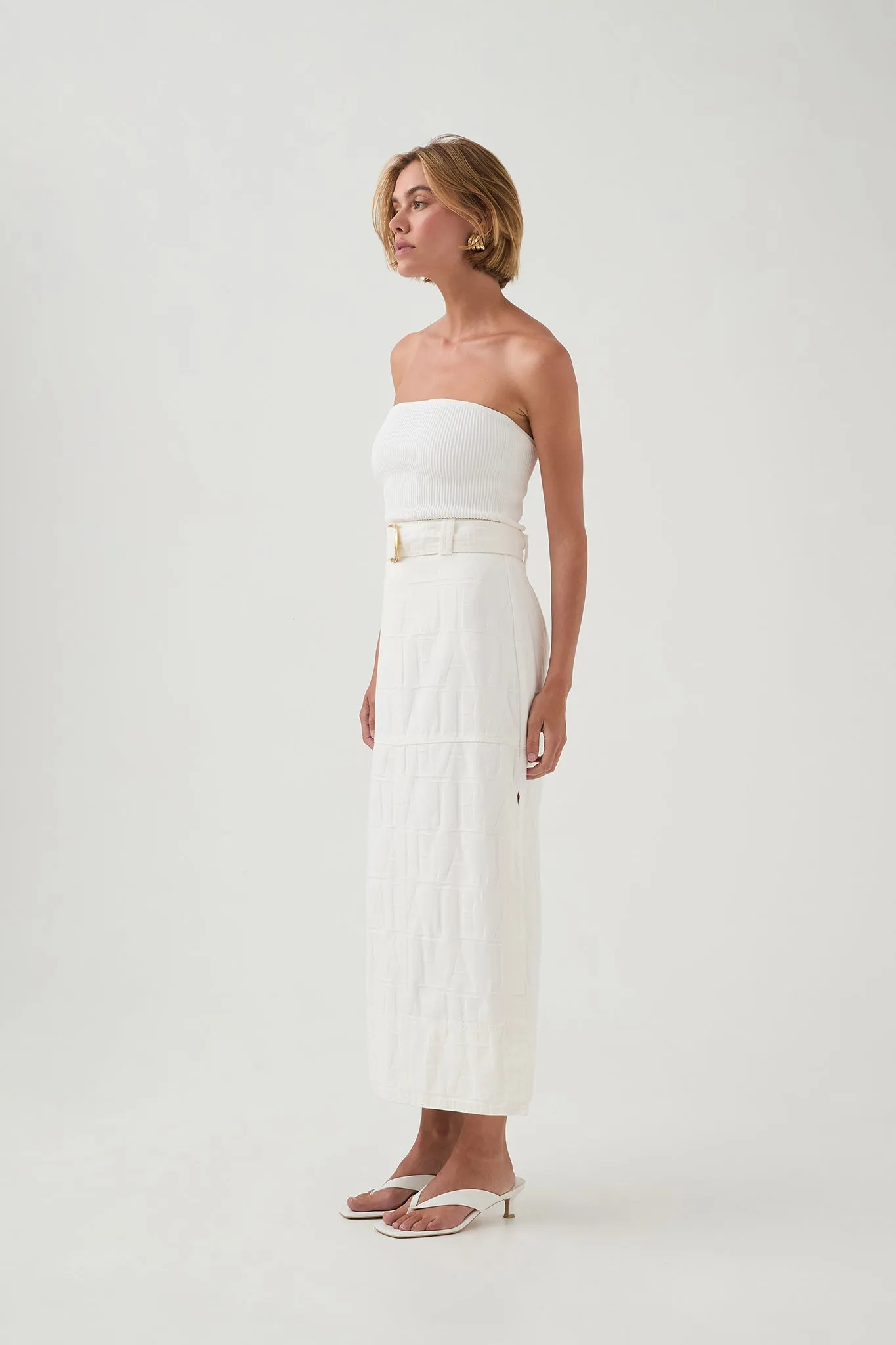 Helm Denim Midi Skirt