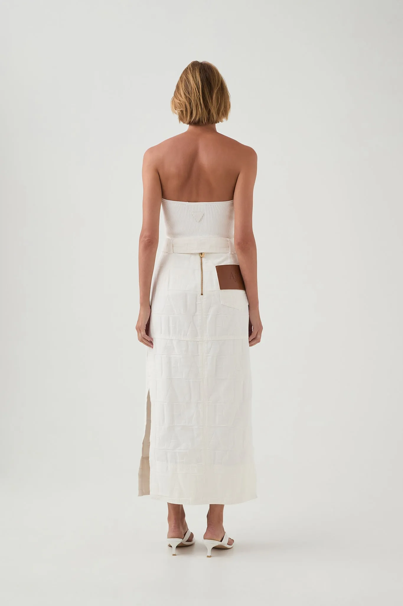 Helm Denim Midi Skirt