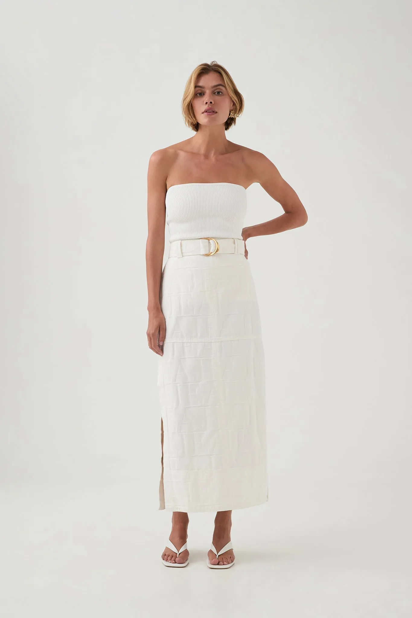 Helm Denim Midi Skirt