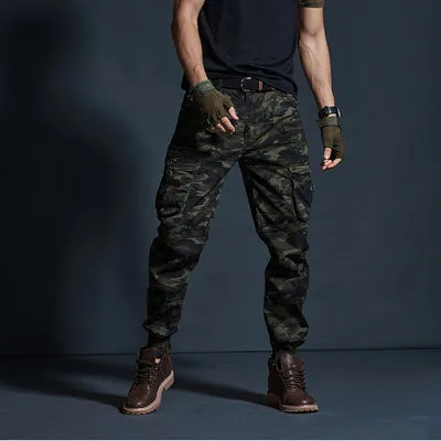 High Quality Khaki Casual Pants Men Military Tactical Joggers Camouflage Cargo Pants Multi-Pocket Fashions Black Army Trousers