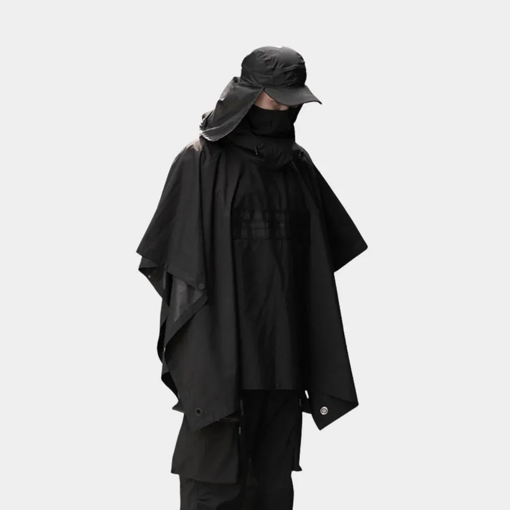 Hooded Waterproof Rain Black Poncho / Shawl