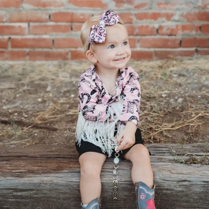 Horseshoe Cowgirl Long Sleeve Onesie (0-18M)