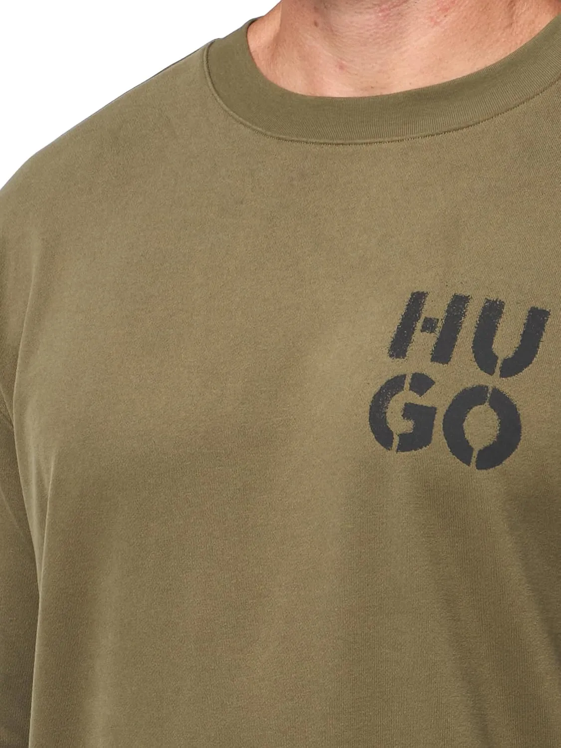 HUGO Men's Stacked Logo Cotton Blend Crewneck Sweatshirt