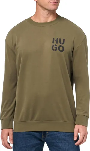 HUGO Men's Stacked Logo Cotton Blend Crewneck Sweatshirt