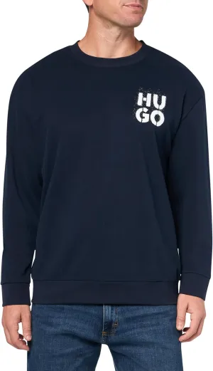 HUGO Men's Stacked Logo Cotton Blend Crewneck Sweatshirt