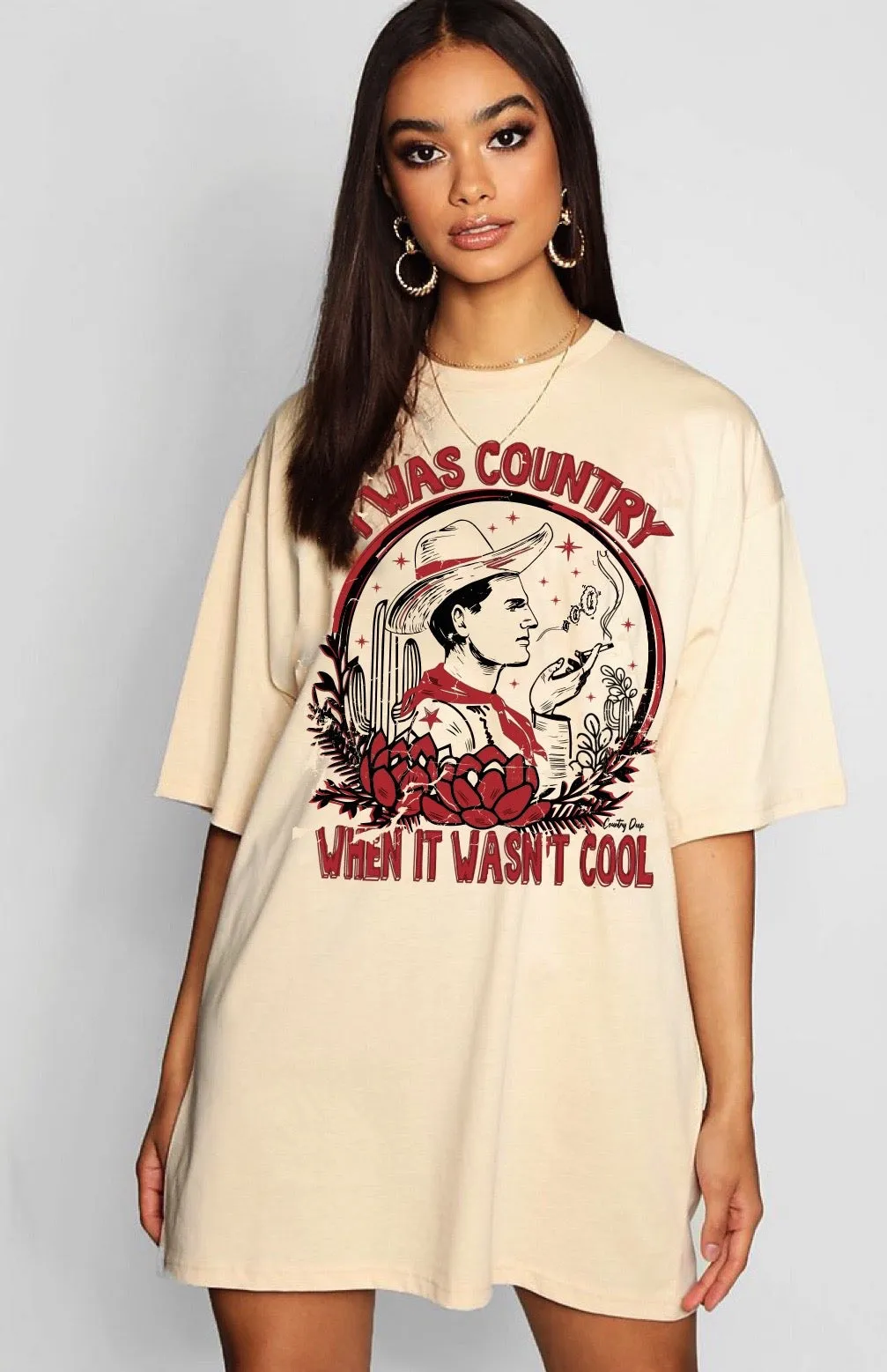 I Was Country When it wasn't Cool 'OVERSIZED TEE