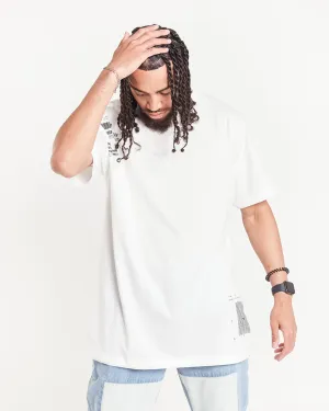 International QR Code Printed White Oversized T-Shirt