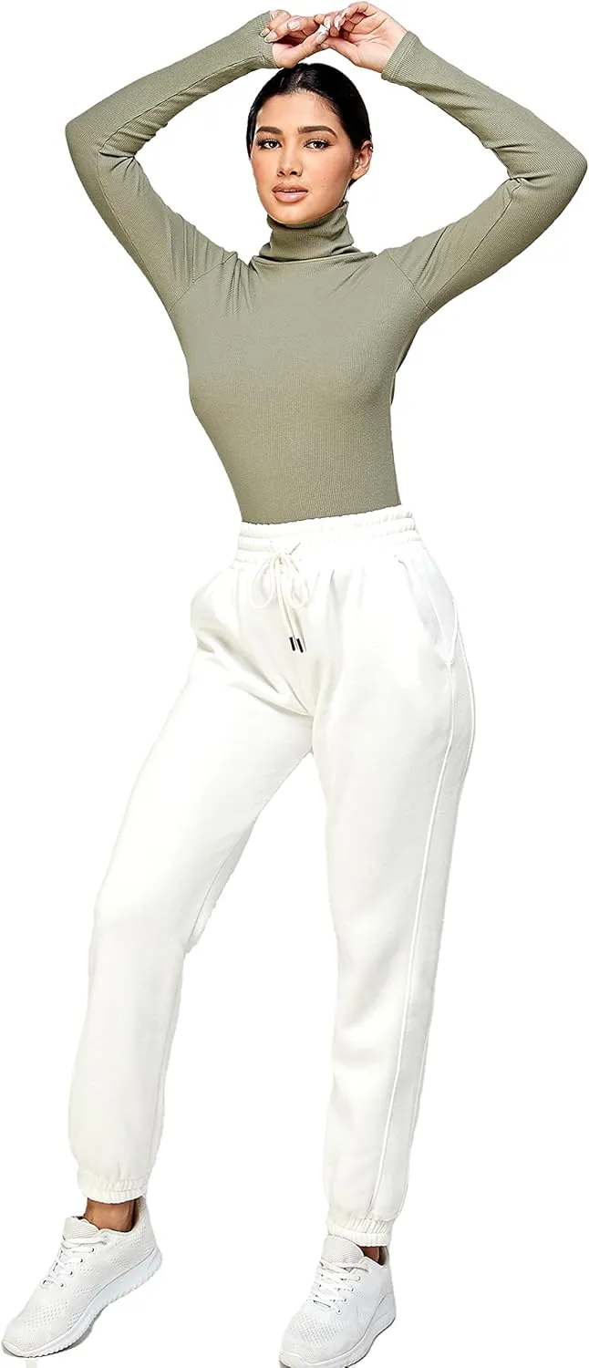 IUUI Women's High Waisted Sweatpants Fleece Joggers Pockets Cotton Lounge Athletic Baggy Pants