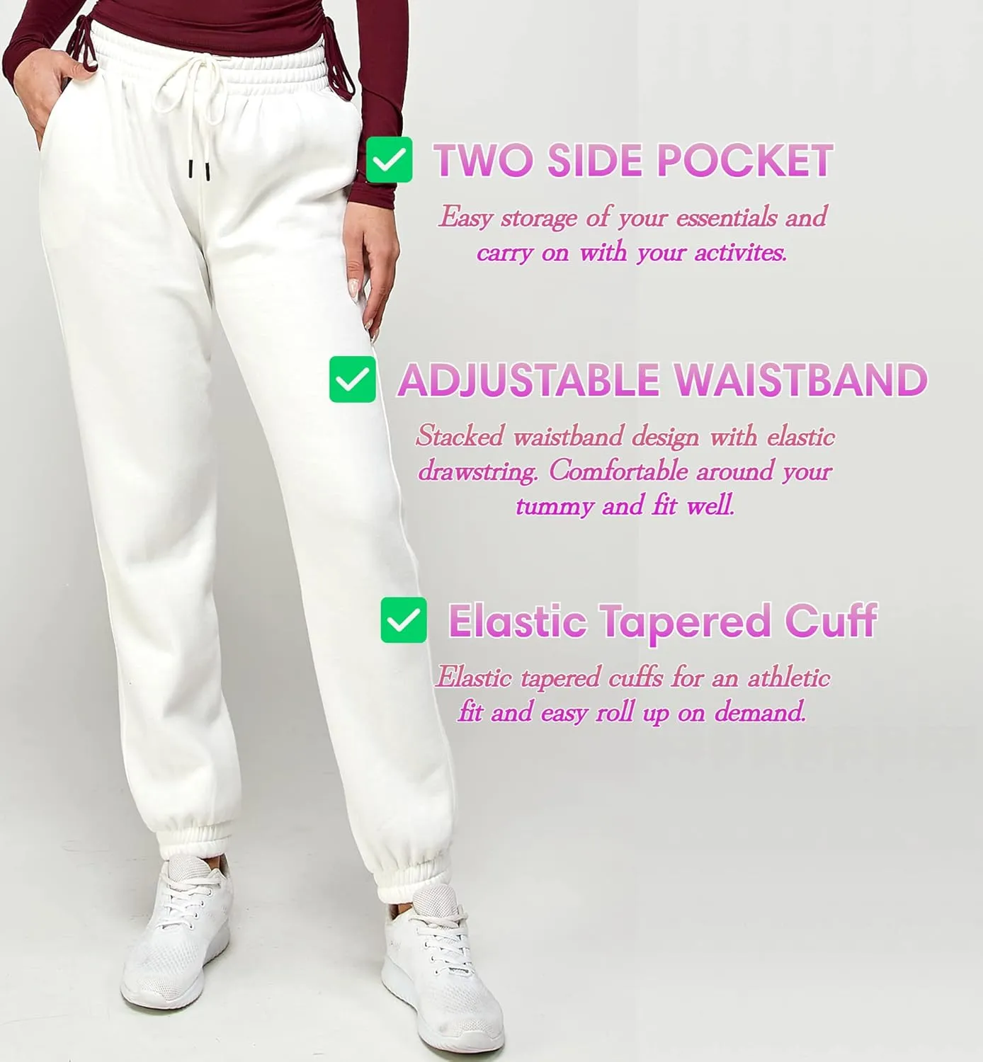 IUUI Women's High Waisted Sweatpants Fleece Joggers Pockets Cotton Lounge Athletic Baggy Pants
