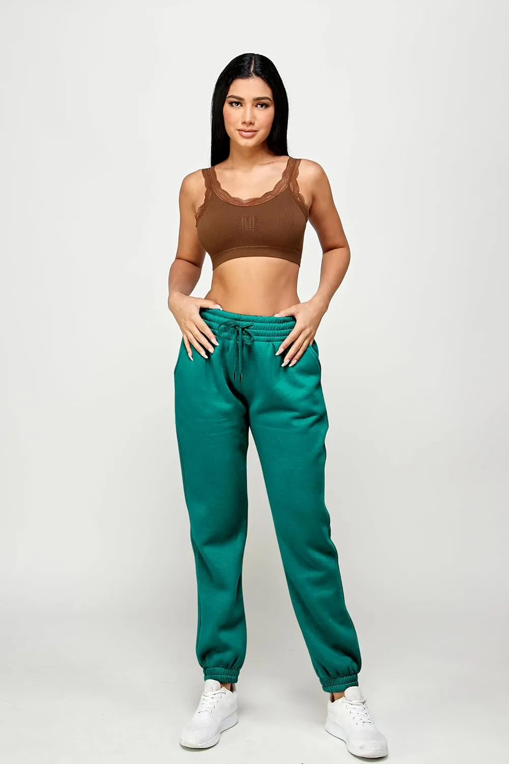 IUUI Women's High Waisted Sweatpants Fleece Joggers Pockets Cotton Lounge Athletic Baggy Pants