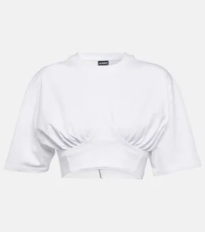 Jacquemus cotton blend le t-shirt caraco crop top, white