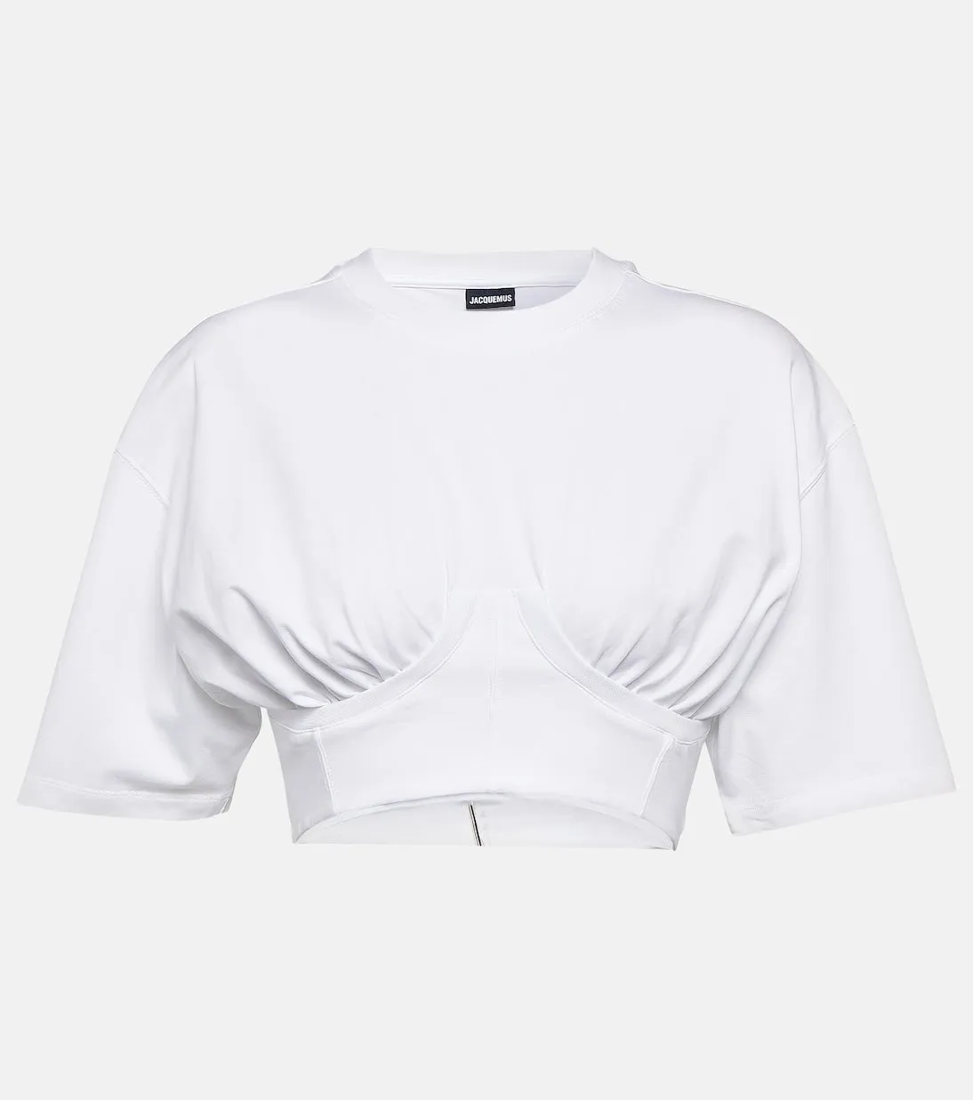 Jacquemus cotton blend le t-shirt caraco crop top, white