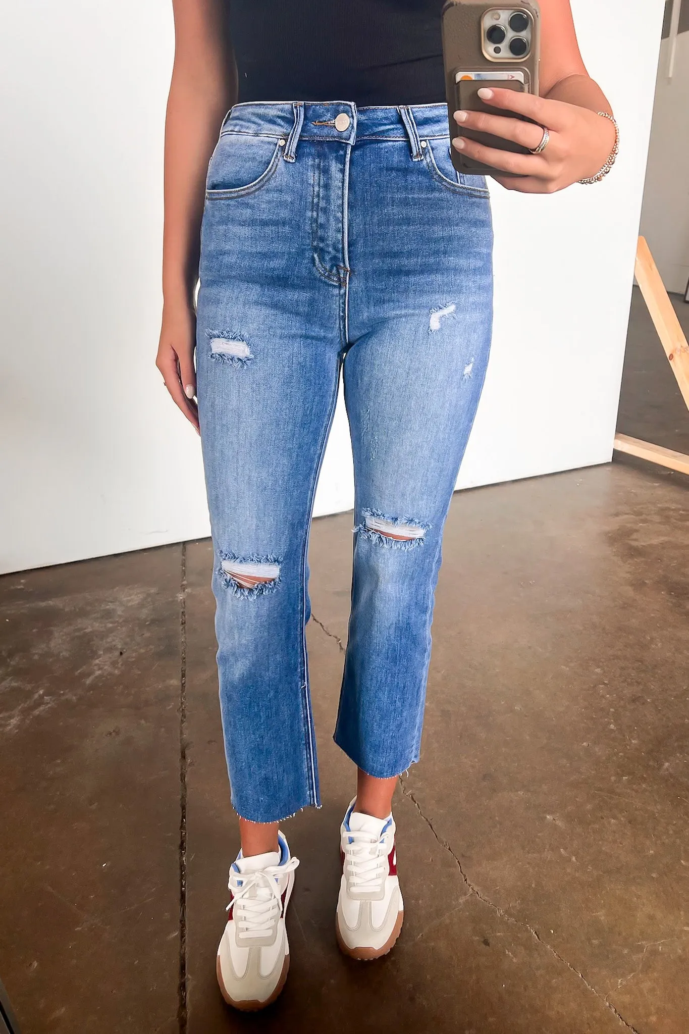 Janeska High Rise Distressed Slim Straight Jeans - FINAL SALE