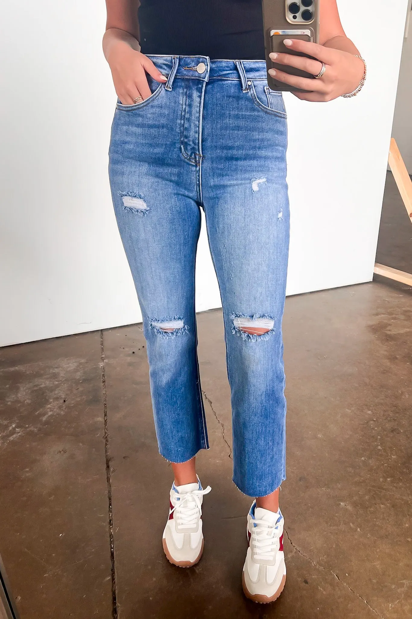 Janeska High Rise Distressed Slim Straight Jeans - FINAL SALE