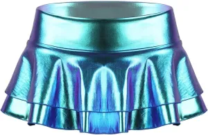 JanJean Women's Shiny Metallic Wet Look Mini Skirt Layered Ruffled Pleated Micro Skirt Rave Clubwear