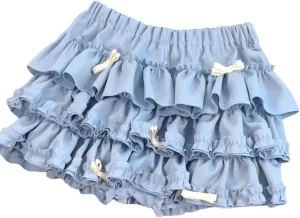 Japanese Bow Ruffle Mini Skirt Elastic Waist Puffy Pleated Mini Skirt Cake Skirt