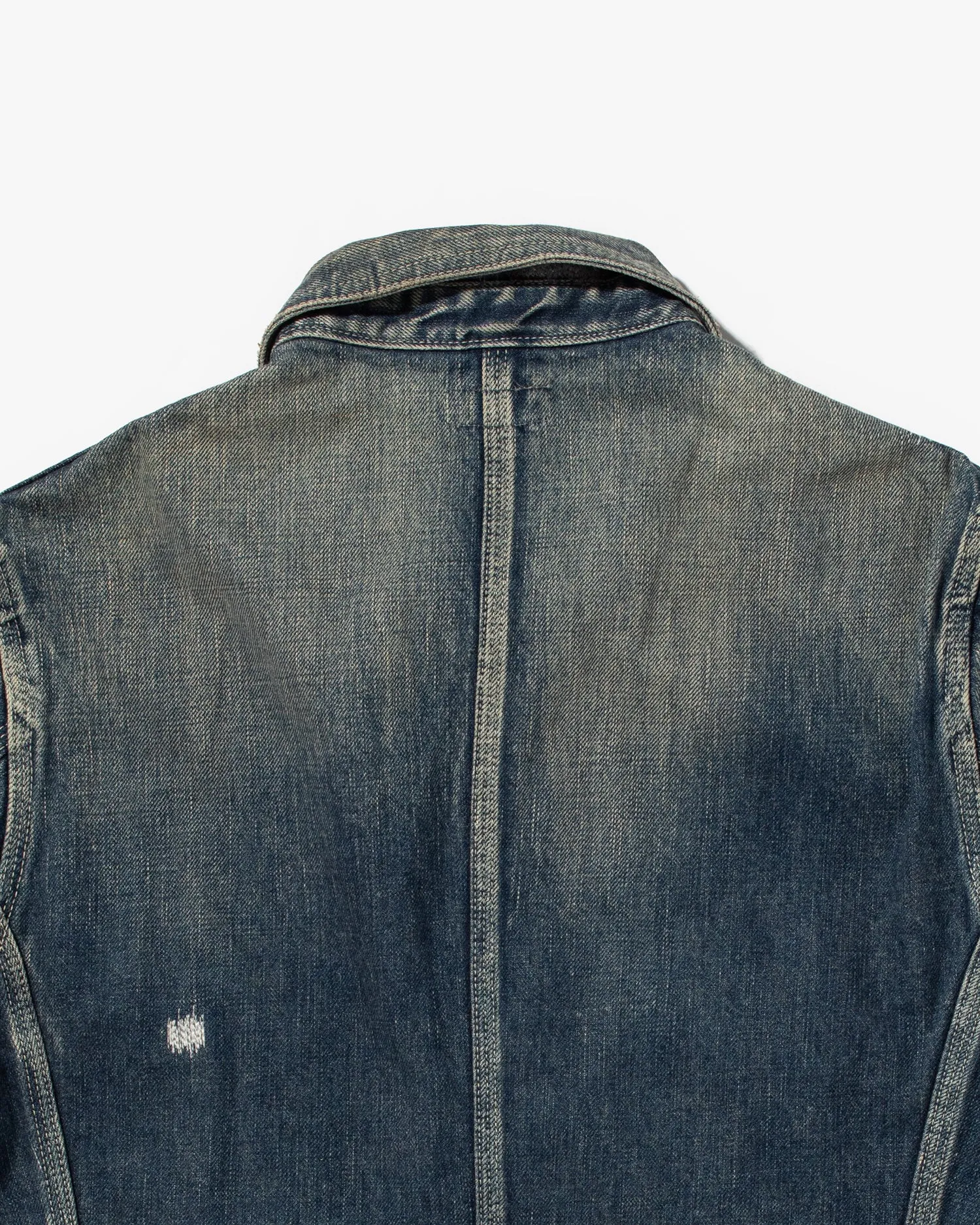 Japanese Repro Denim Chore Coat, Eternal, Distressed Detailing - L