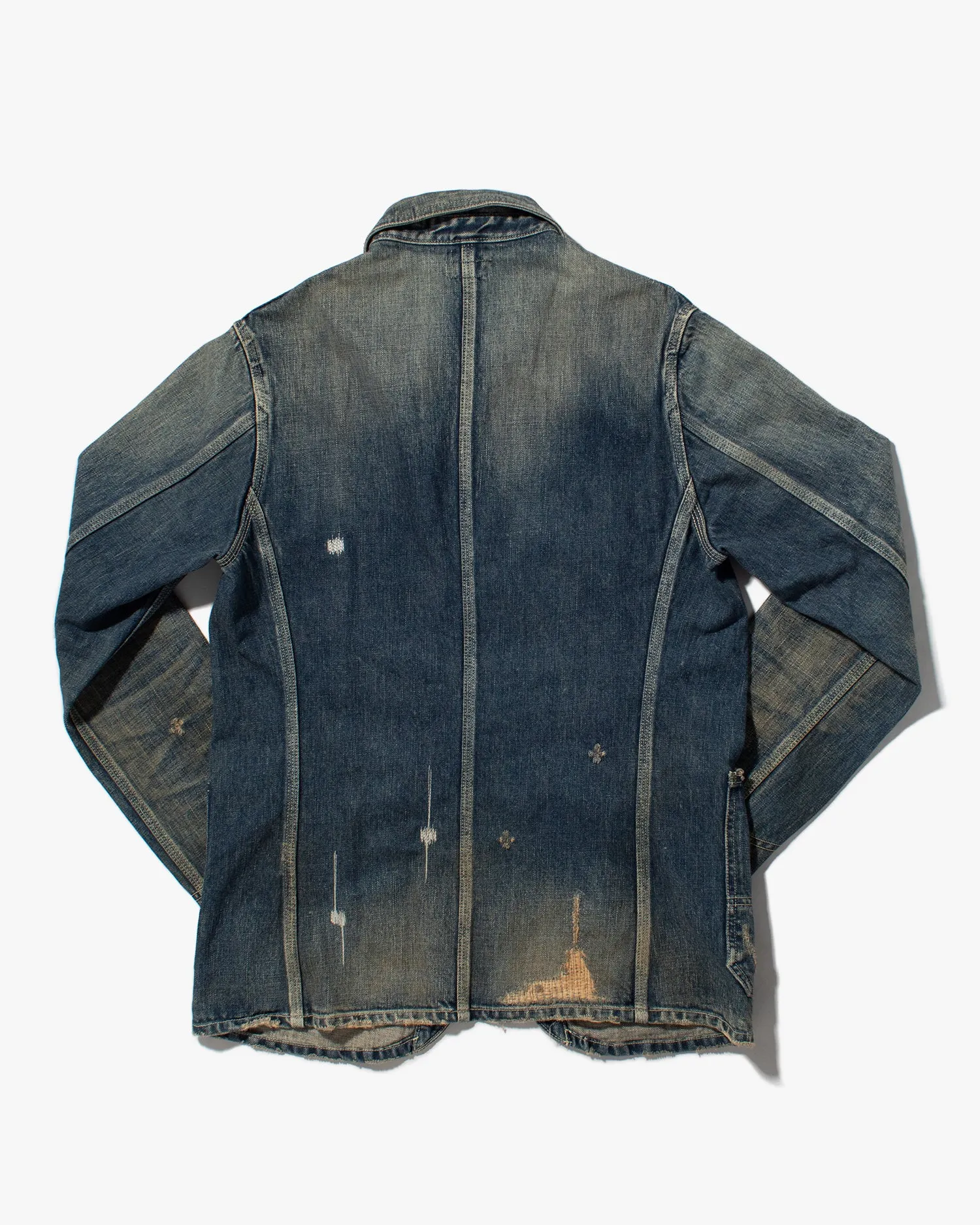Japanese Repro Denim Chore Coat, Eternal, Distressed Detailing - L