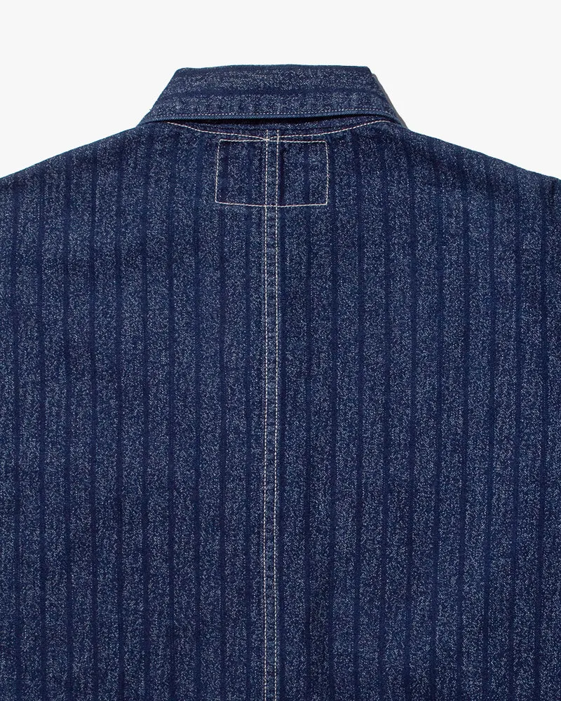 Japanese Repro Denim Coverall Chore Coat, Heller's Cafe Brand, Denim Stripe - 38