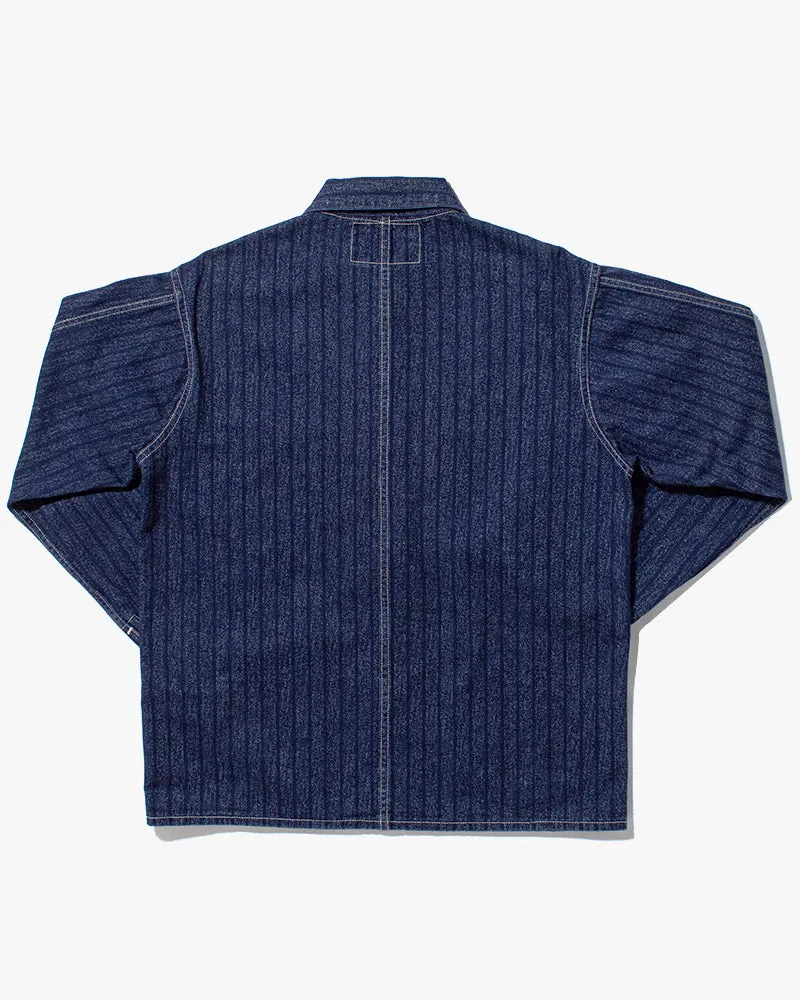 Japanese Repro Denim Coverall Chore Coat, Heller's Cafe Brand, Denim Stripe - 38