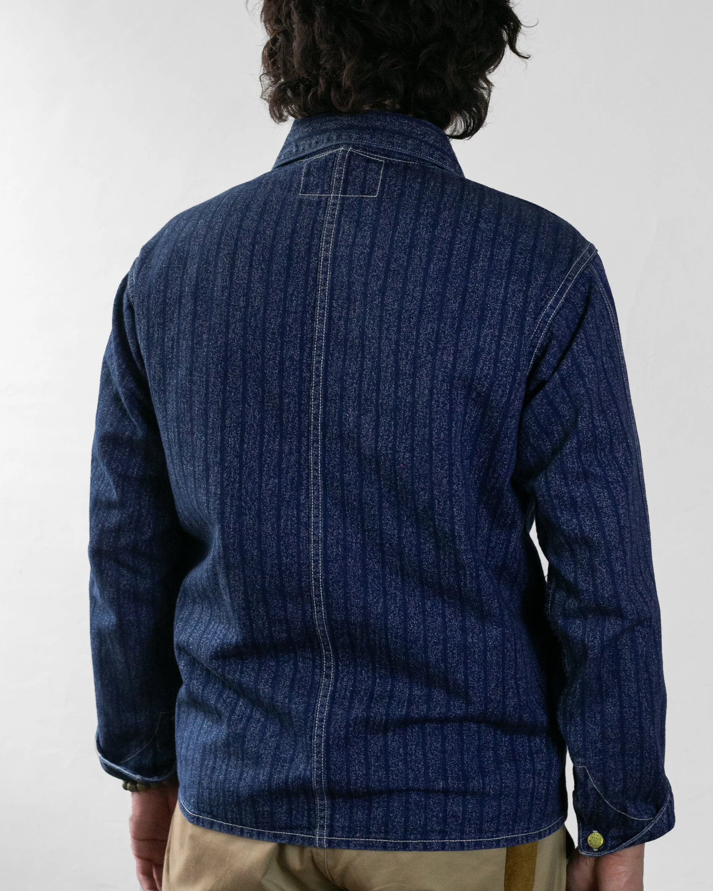 Japanese Repro Denim Coverall Chore Coat, Heller's Cafe Brand, Denim Stripe - 38