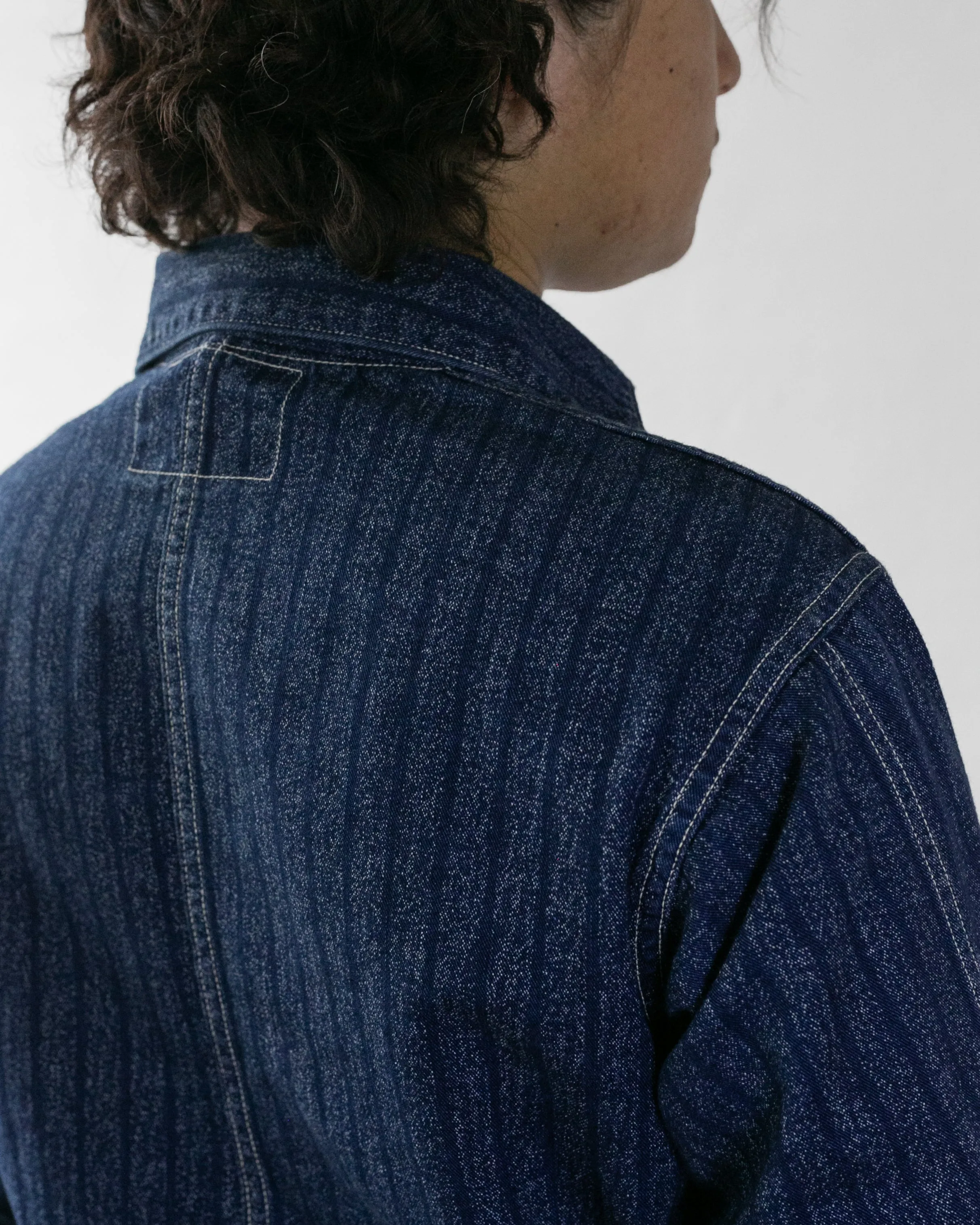 Japanese Repro Denim Coverall Chore Coat, Heller's Cafe Brand, Denim Stripe - 38