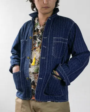 Japanese Repro Denim Coverall Chore Coat, Heller's Cafe Brand, Denim Stripe - 38