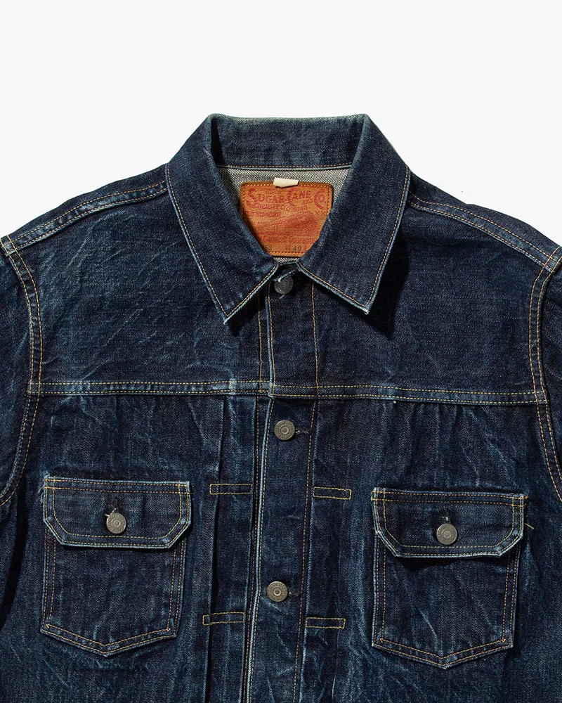 Japanese Repro Type II Trucker Jacket, Sugar Cane & Co, Denim with Fading- L