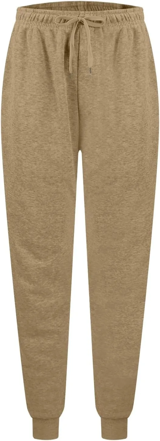 Jogger Sweatpants Women Baggy Comfy Elastic High Waisted Fleece Sweatpants Outdoor Workout Joggers w/Pockets