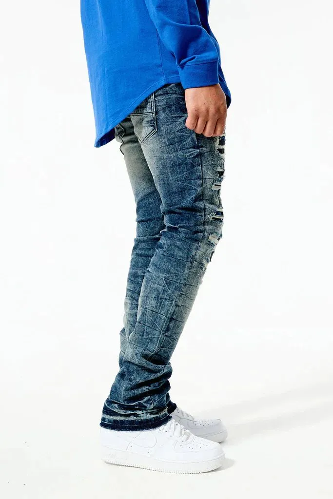 Jordan Craig  Martin Stacked Tribeca Twill Denim Men's Pants Studio Blue
