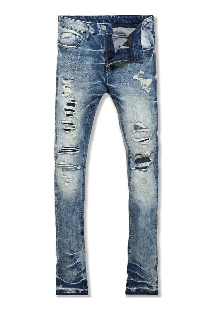 Jordan Craig  Martin Stacked Tribeca Twill Denim Men's Pants Studio Blue