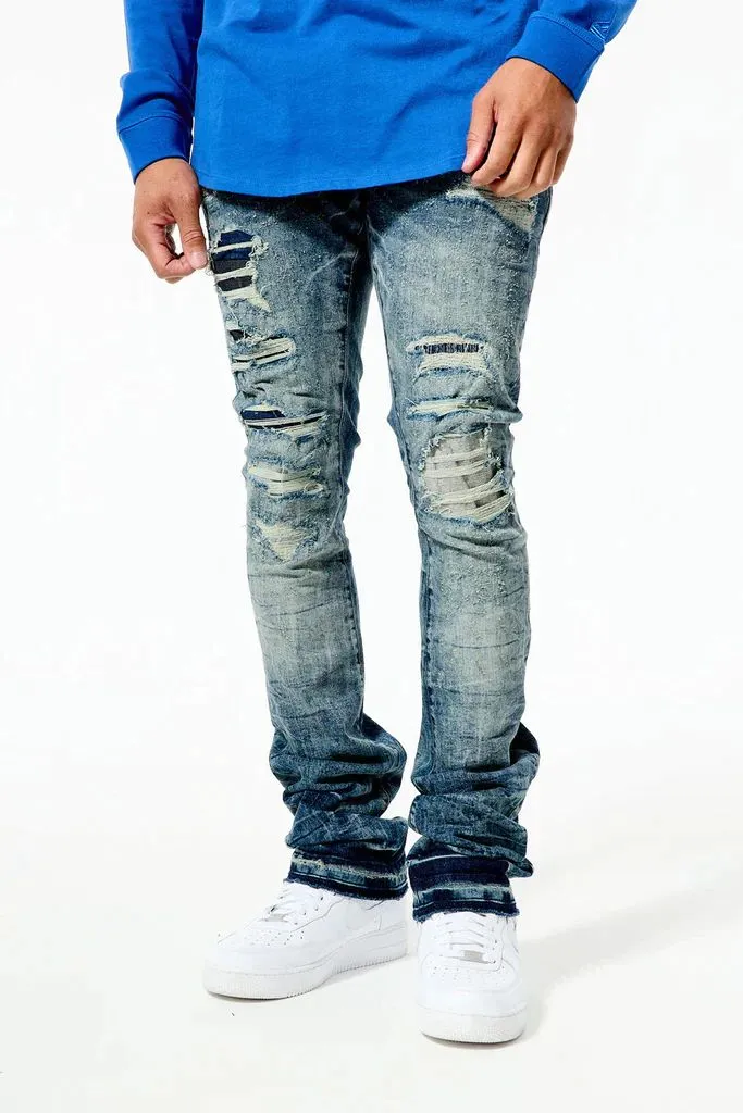 Jordan Craig  Martin Stacked Tribeca Twill Denim Men's Pants Studio Blue