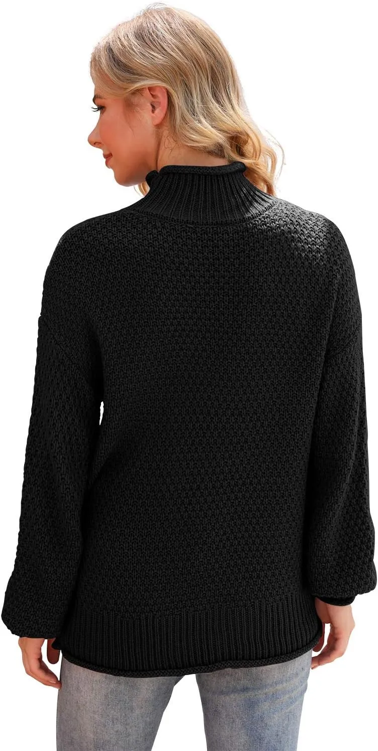 Jouica Women's Turtleneck Oversized Sweaters Batwing Long Sleeve Pullover Loose Chunky Knit Jumper