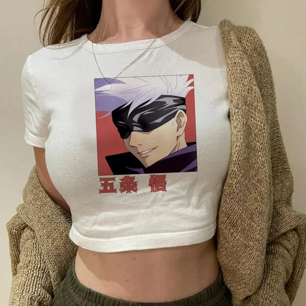 Jujutsu Kaisen White Crop Tops