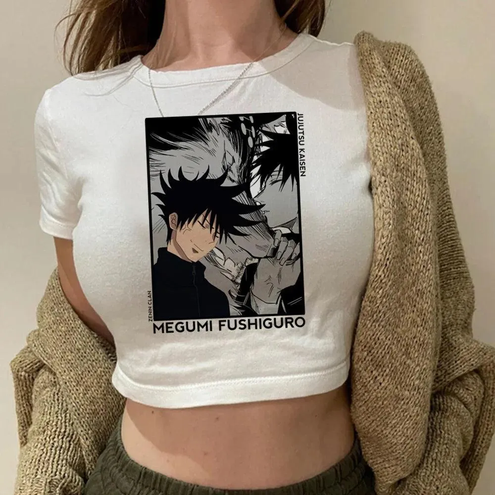 Jujutsu Kaisen White Crop Tops