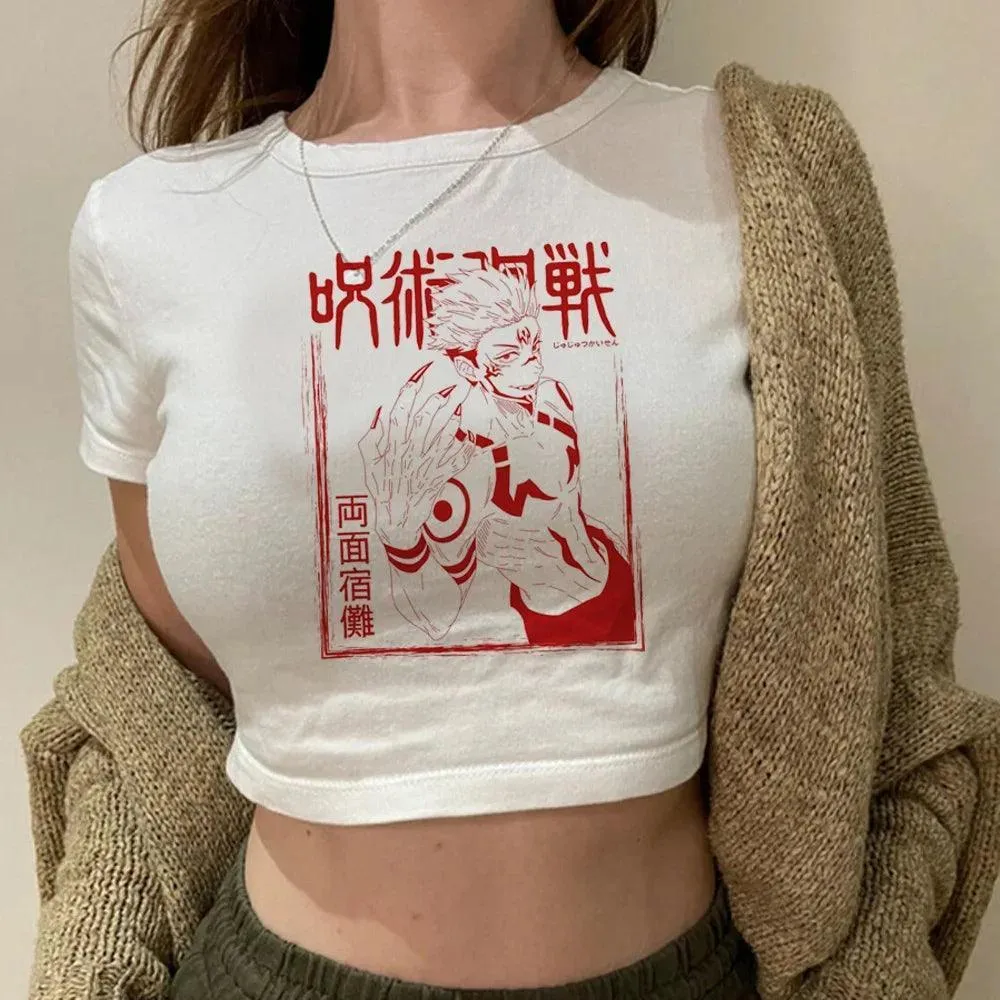 Jujutsu Kaisen White Crop Tops