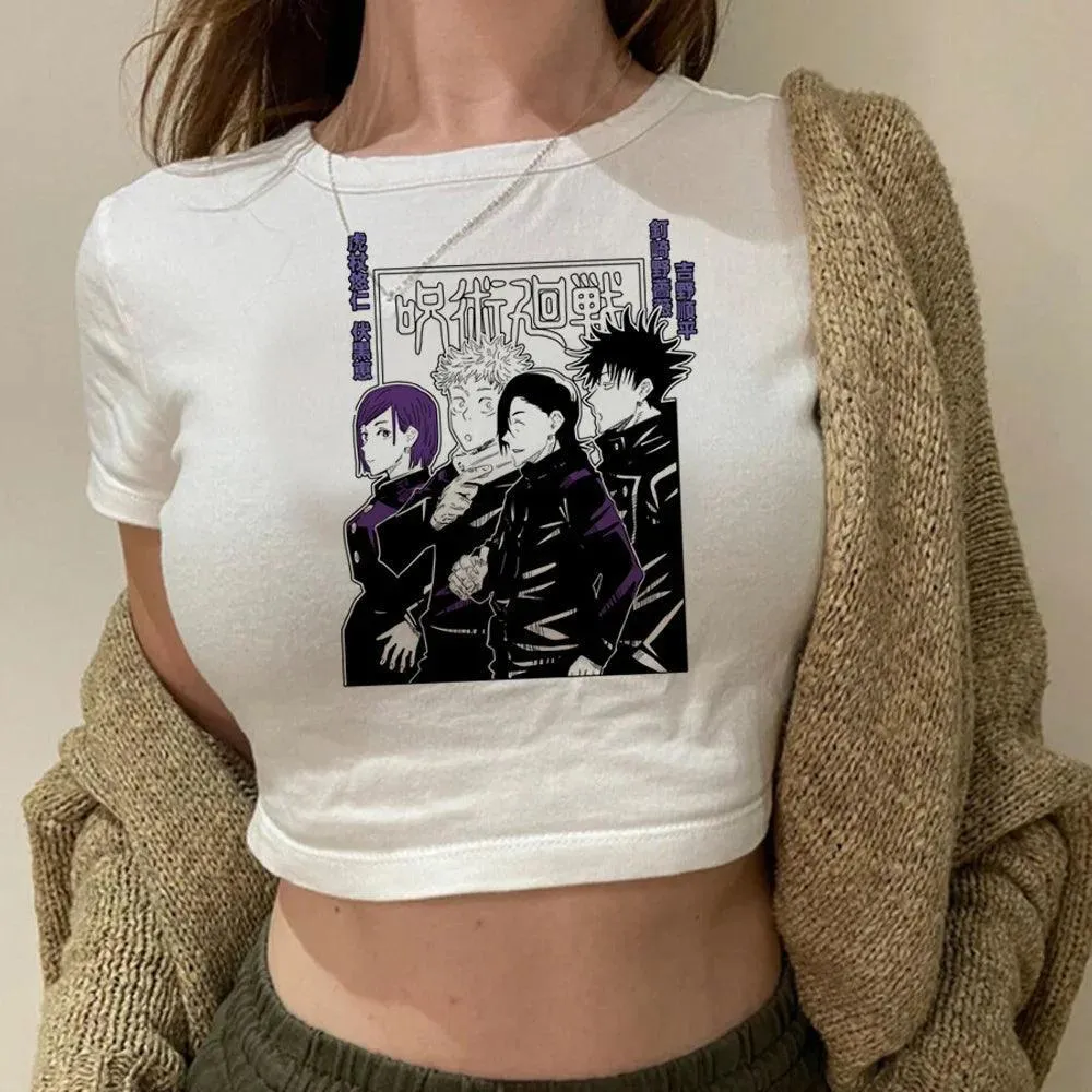 Jujutsu Kaisen White Crop Tops