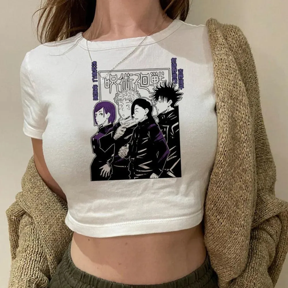 Jujutsu Kaisen White Crop Tops