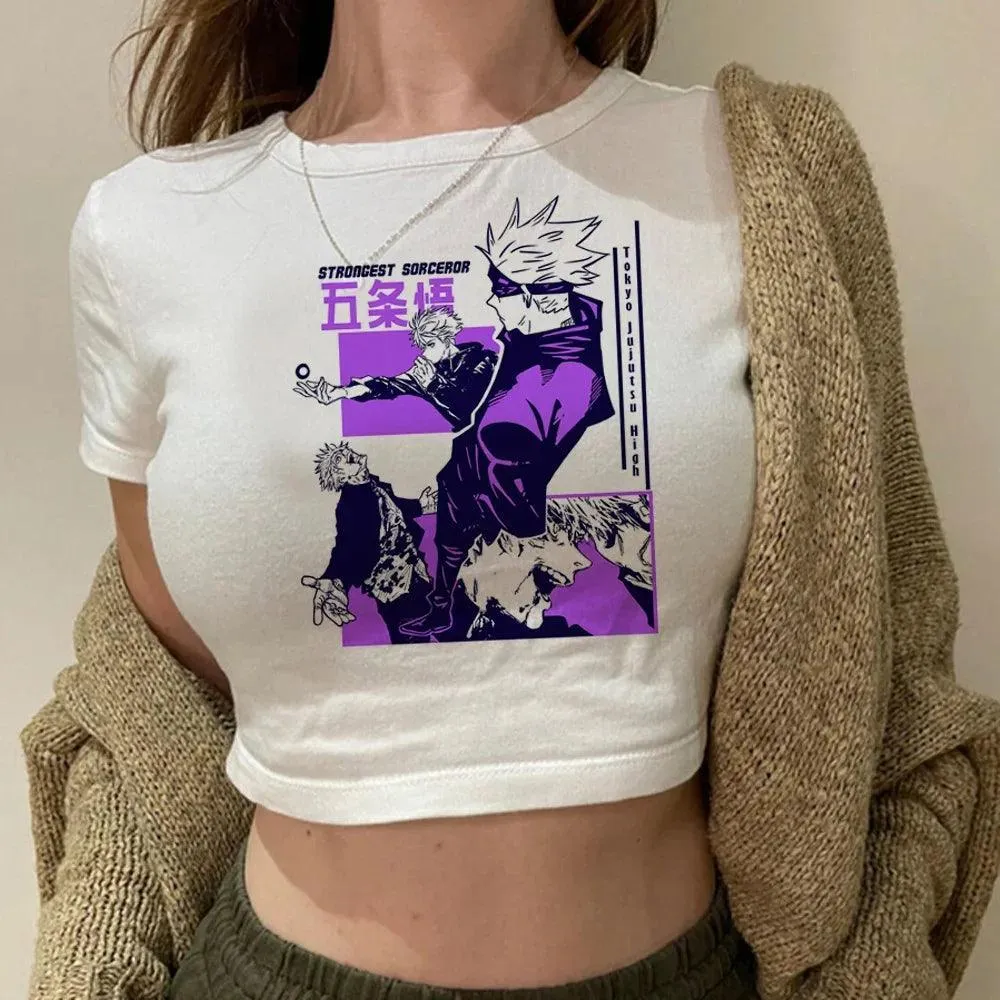 Jujutsu Kaisen White Crop Tops