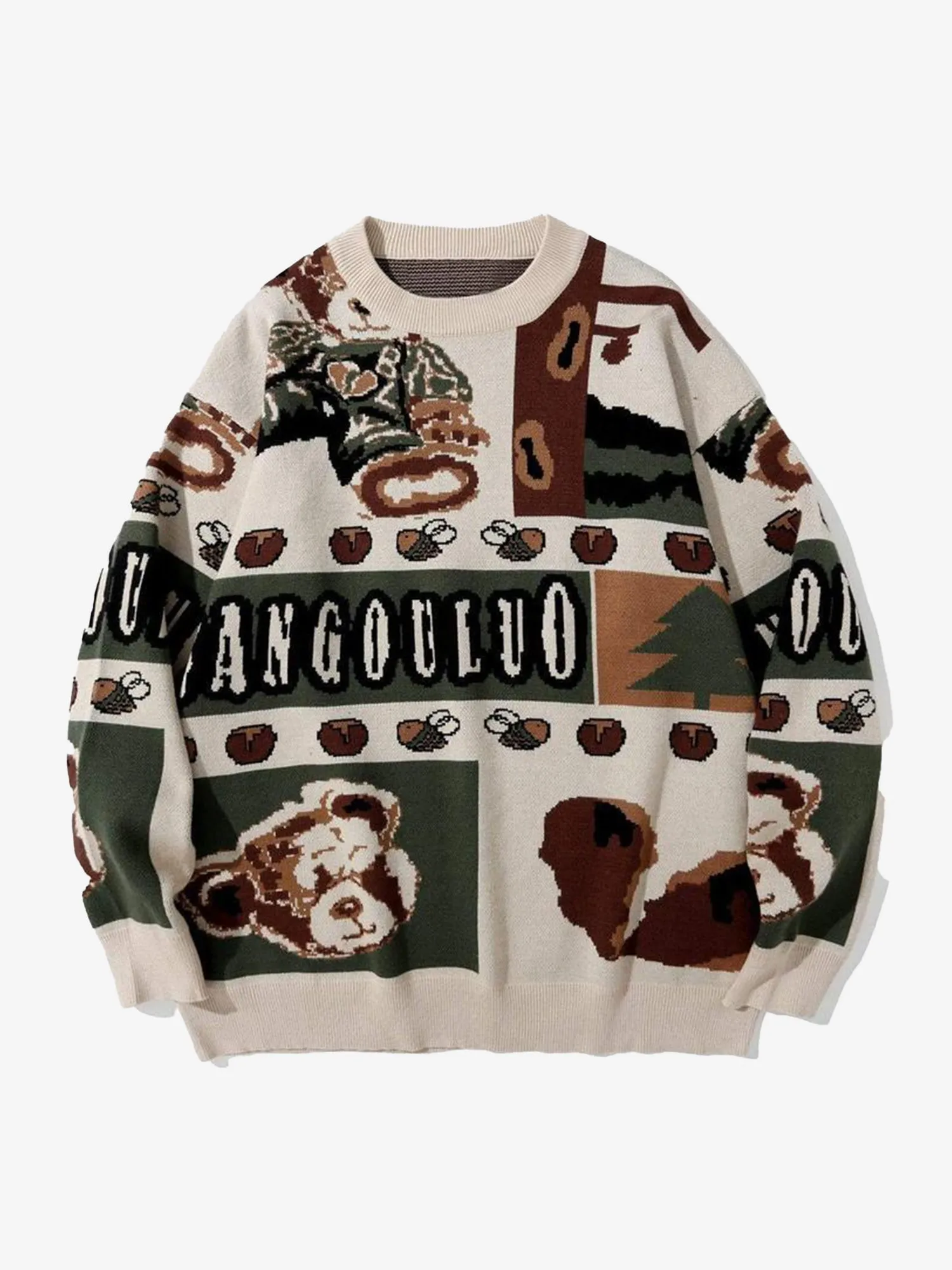 JUSTNOTAG Forest Bee Knitted Grandpa Sweaters