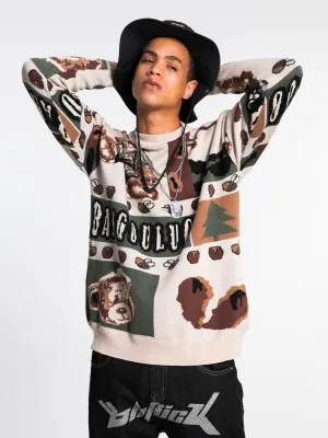 JUSTNOTAG Forest Bee Knitted Grandpa Sweaters