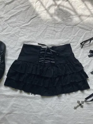 Kawaii Women's Mini Skirts Solid Color Y2k Punk Sexy Slim Streetwear Bow Pleated Skirt Emo Girls Gothic Women's Clothes Vintage