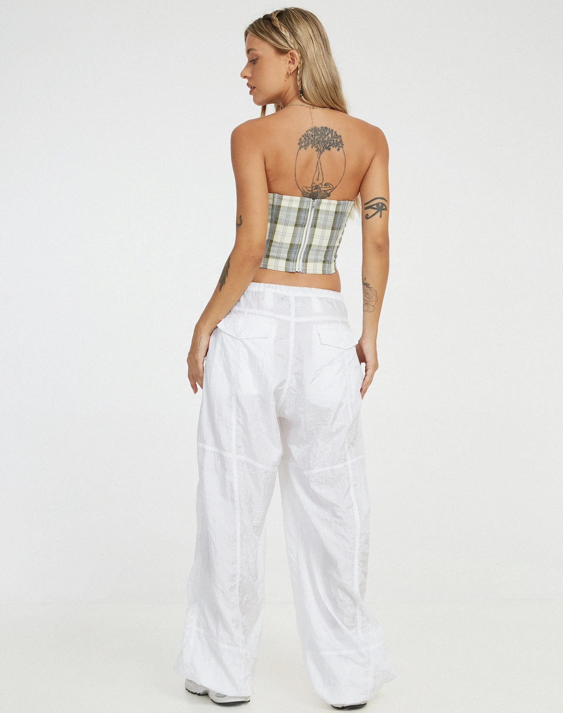 Kayashi Corset in Check Green and Cream