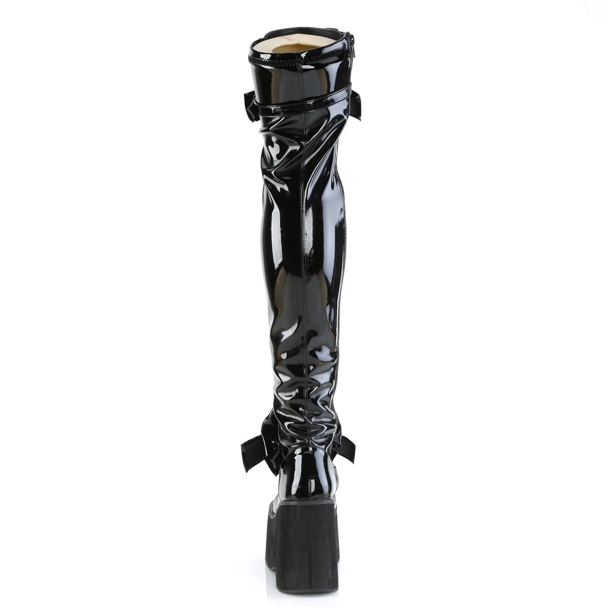 KERA-303 DemoniaCult Black Stretch Patent Sexy Women's Over-the-Knee Boots (Alternative Footwear)