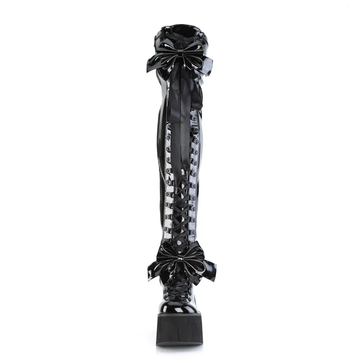 KERA-303 DemoniaCult Black Stretch Patent Sexy Women's Over-the-Knee Boots (Alternative Footwear)
